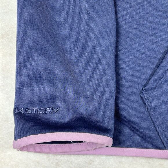 Under Armour Storm Cold Gear Pullover Sweatshirt XL Fleece Funnel Neck Navy Blue - Picture 2 of 15